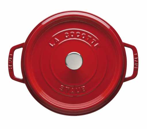 Staub Cocotte Gusseisen, 24 cm, Kirsch-Rot, oben