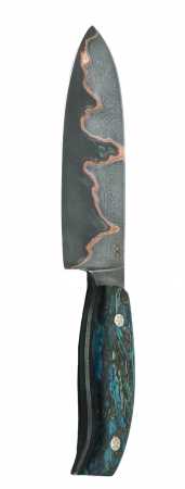 Santoku, Wilder Damast, handgefertigtes Unikat