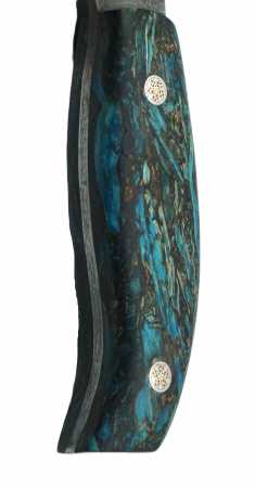 Santoku, Wilder Damast, handgefertigtes Unika, Detail Griff