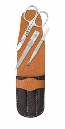 Dreiturm Etui dreiteilig braun orange, offen