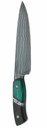 Großes Kochmesser, Lagendamast, Unikat handgefertigt, Rückseite