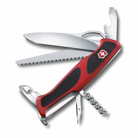 Taschenmesser Victorinox Ranger Grip 79 mit Zwei-Komponenten-Schalen in Rot-Schwarz.