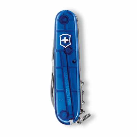 Victorinox Offiziersmesser Huntsman in transparentem Blau, zugeklappt