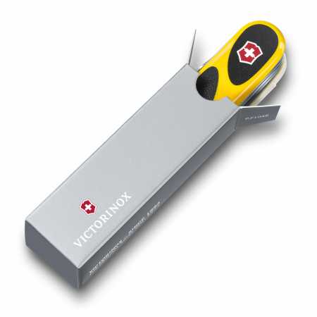 Victorinox Evo Grip S 18 mit Zwei-Komponentenschale, gelb/schwarz, in Verpackung