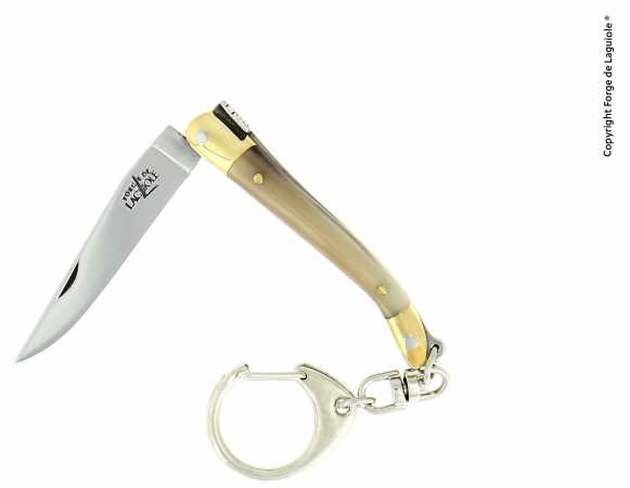 Forge de Laguiole Taschenmesser mit Öse helles Horn 7 cm, Seitenansicht