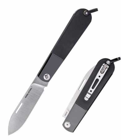 Real Barlow Taschenmesser Schwarz offen und geschlossen