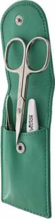 Wictor Maniküreset, 3tlg., vernickelt, Grün, offen