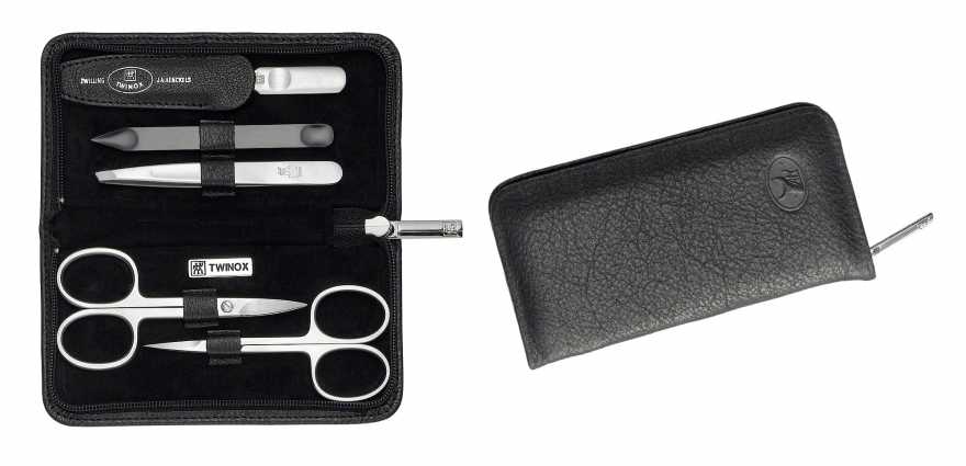 ZWILLING TWINOX  Maniküre-Sets Nagelpflege Reißverschluss-Etui, Yakleder, schwarz, 5-tlg.