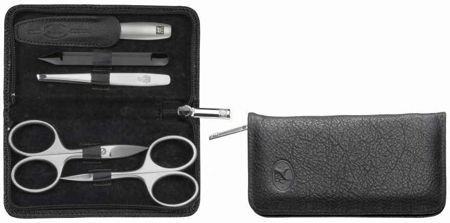 ZWILLING TWINOX Maniküre-Sets Nagelpflege Reißverschluss-Etui, Yakleder, schwarz, 5-tlg.