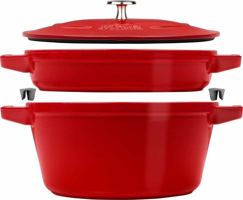 Staub Kochtopfset, Gusseisen, 2-tlg., Rot, Einzelteile