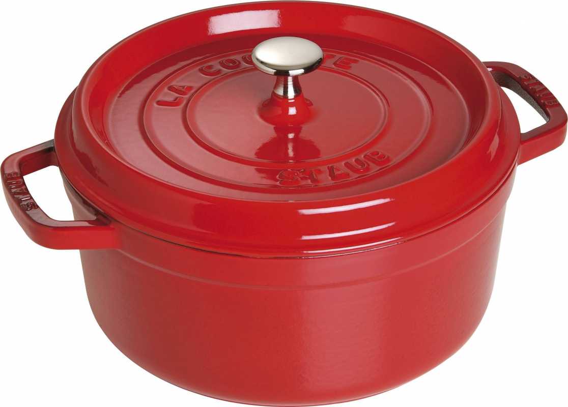 Staub Cocotte Gusseisen, 24 cm, Kirsch-Rot