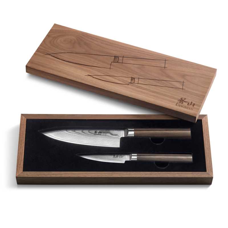 Cangshan Haku Serie 2-teiliges Set mit Messerbox, offen