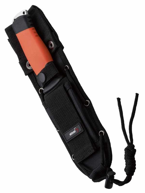 Outdoorsman XL von Böker Plus. Schwarz/Orange, zugeklappt