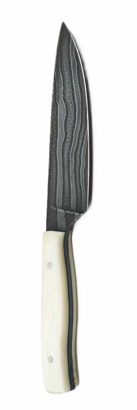 Kleines Allzweckmesser, Lagendamast, Unikat handgefertigt, Rückseite