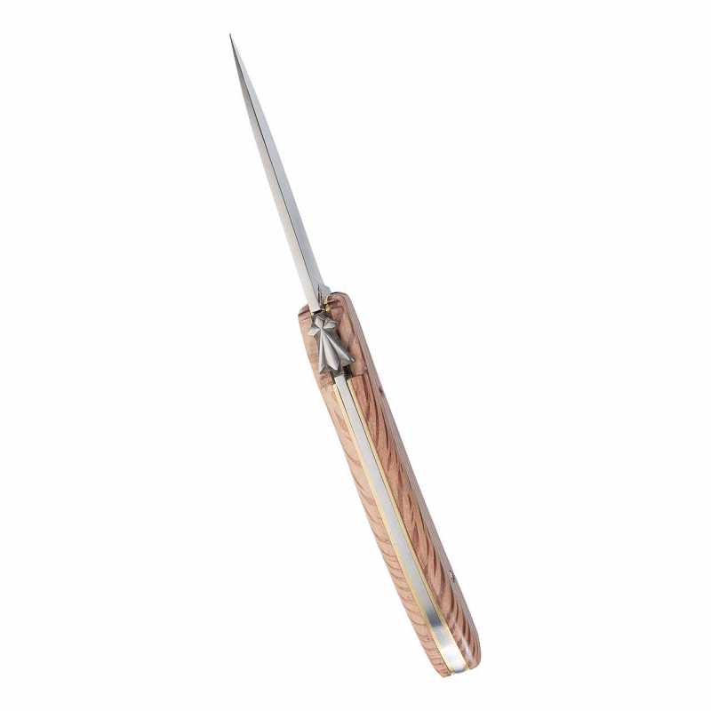 Taschenmesser Breizh Kontell von L`Atelier des Couteaux mit Eichenholzbeschalung, Rücken