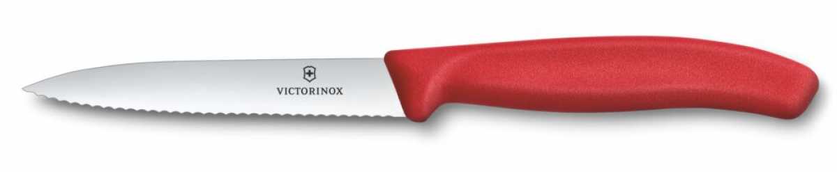 Victorinox Gemüsemesser Wellenschliff Mittelspitz Rot