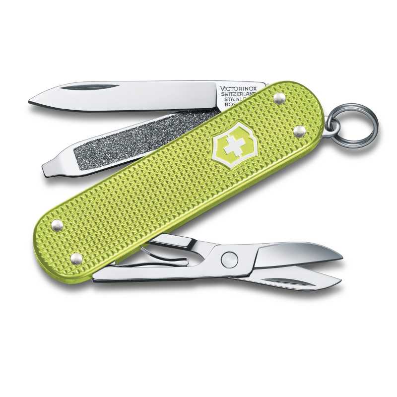 Taschenmesser Victorinox Classic Colors Alox, "Lime Twist", hellgrün, aufgeklappt