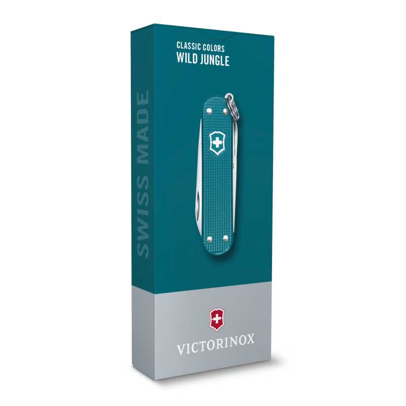 Taschenmesser Victorinox Classic Colors Alox, "Wild Jungle", petrol, Verpackung