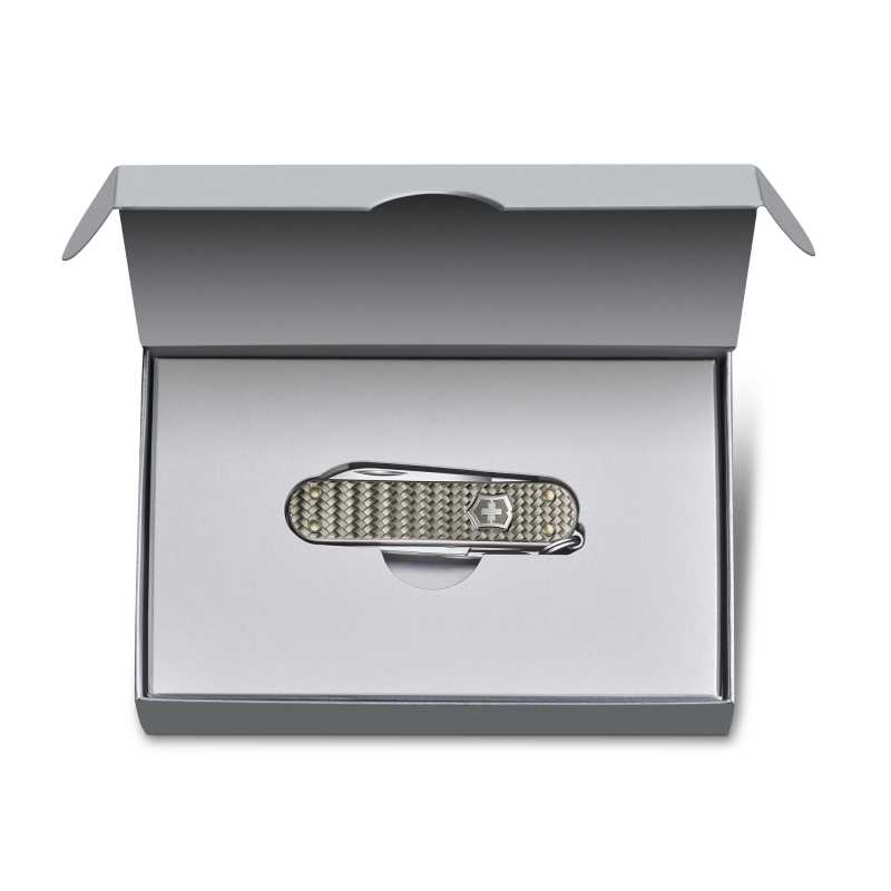 Victorinox Taschenmesser Classic Precious Alox, Infinite Grey, Verpackung offen