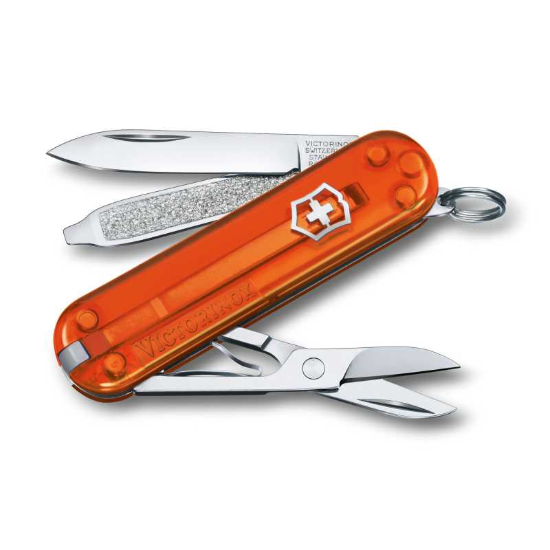 Taschenmesser Victorinox Classic Colors, "Fire Opal", orange, aufgeklappt