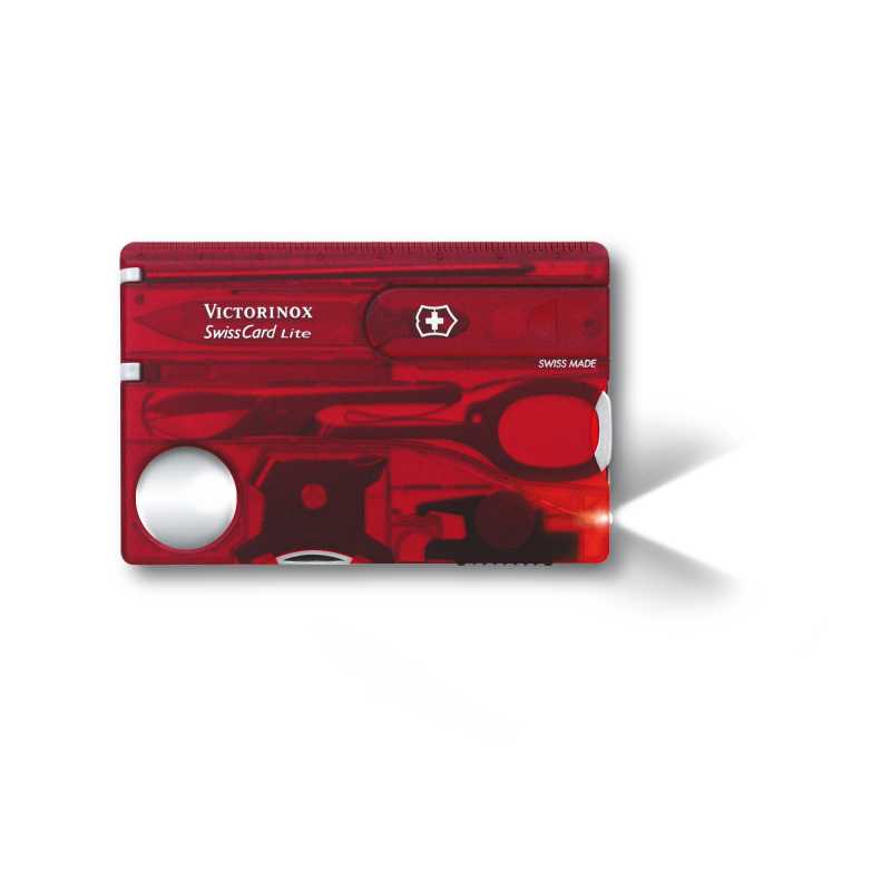 Swisscard lite von Victorinox in Rot mit LED-Licht, 8,2 cm