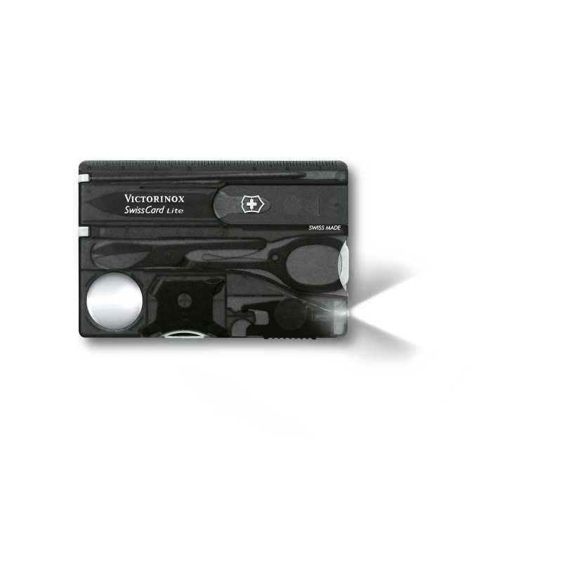 Swisscard lite von Victorinox in Schwarz mit LED-Licht, 8,2 cm