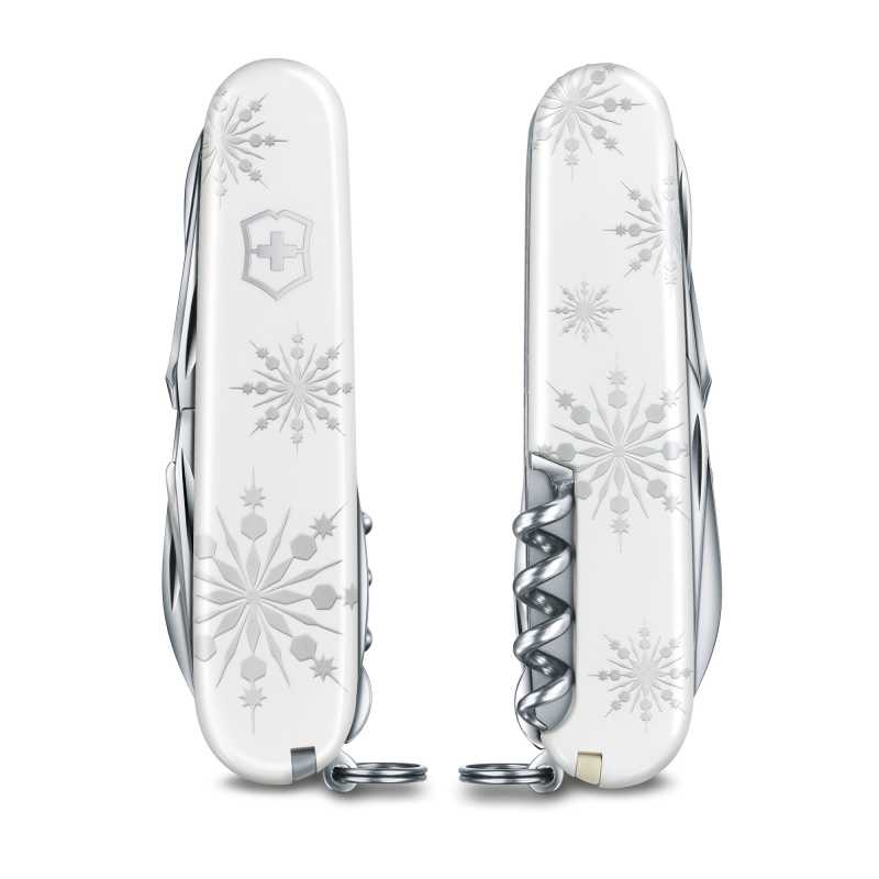 Victorinox Explorer White Christmas Special Edition, weiß mit Sternmotiv, Vorder- und Rückansicht