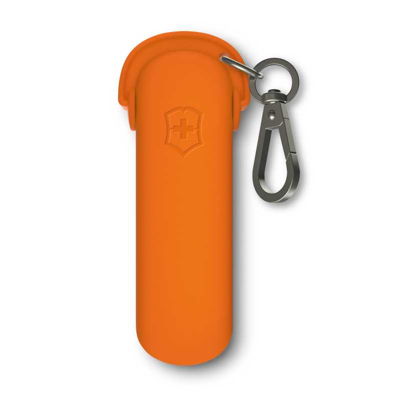 orange Silikonhülle in Kopfhörer-Form für Victorinox Classic Messer, Rückseite