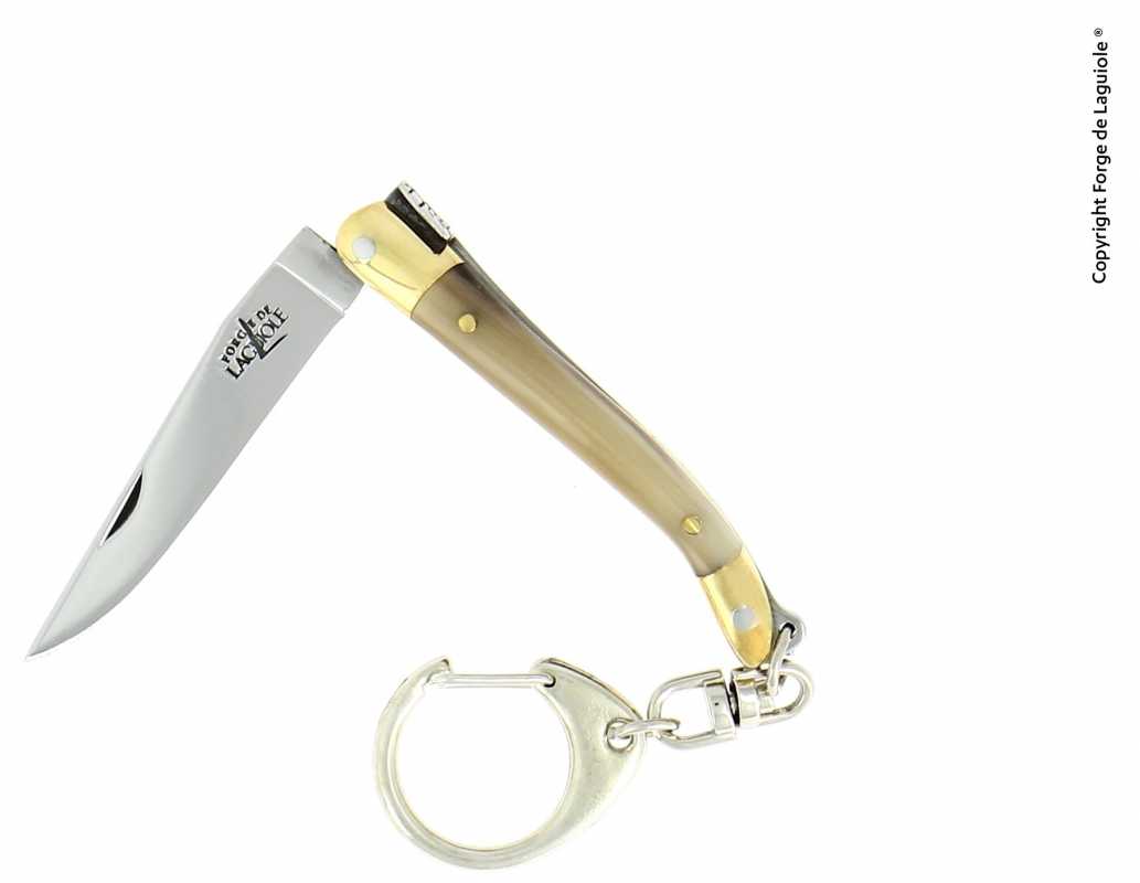 Forge de Laguiole Taschenmesser mit Öse helles Horn 7 cm, Seitenansicht