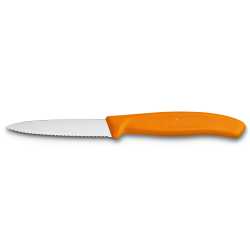 Gemüsemesser von Victorinox, Wellenschliff 8 cm mit orangem Griff