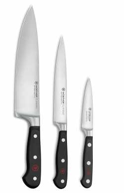 Dreiteiliges Messerset von Wüsthof Classic mit Allroundmesser, Schinkenmesser und Gemüsemesser