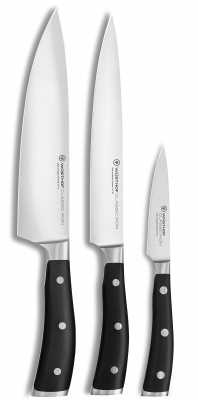 Messerset von Wüsthof Classic mit Universalmesser (20 cm), Fleischmesser (20 cm) und Gemüsemesser (9 cm)