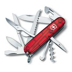 Victorinox Offiziersmesser Huntsman in transparentem Rot.